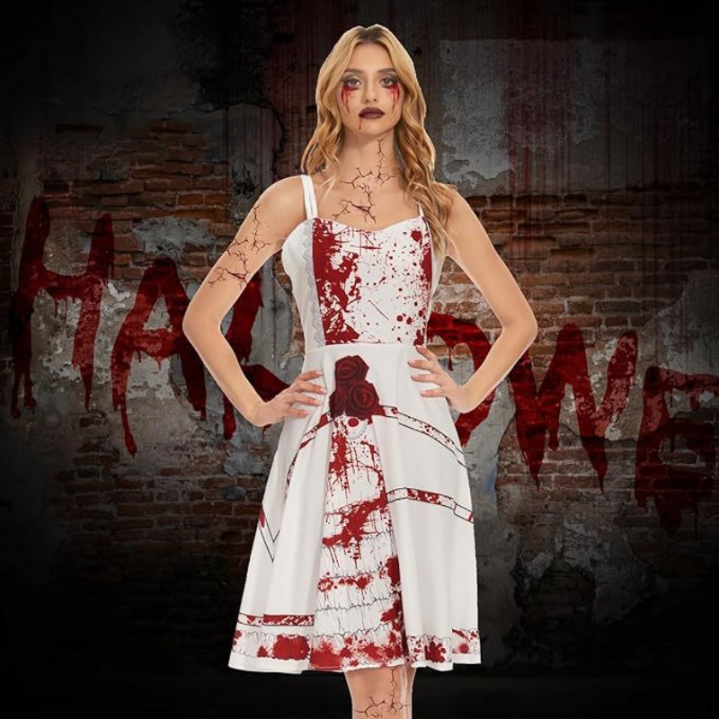 Zombie Party Games - Cadılar Bayramı Hayalet Kostümü Kanlı Baskılı
